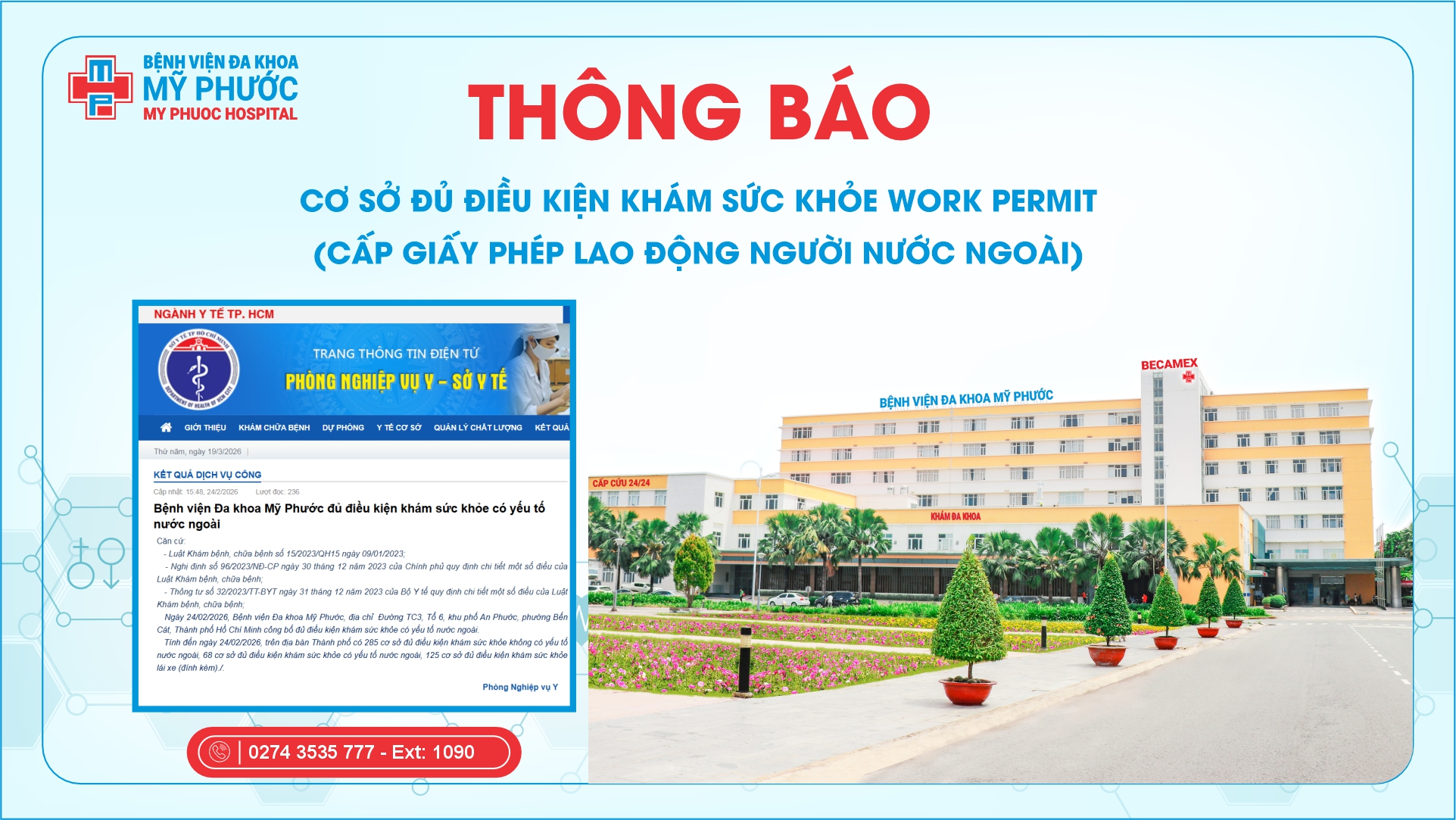 Bệnh viện Đa khoa Mỹ Phước đủ điều kiện khám sức khỏe có yếu tố nước ngoài