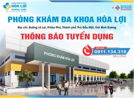 Thông báo tuyển dụng nhân sự cho Phòng Khám Đa Khoa Hoà Lợi