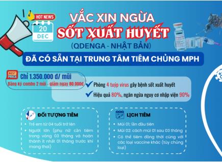 VẮC XIN NGỪA SỐT XUẤT HUYẾT QDENGA (ĐỨC) ĐÃ CÓ TẠI TRUNG TÂM TIÊM CHỦNG MPH